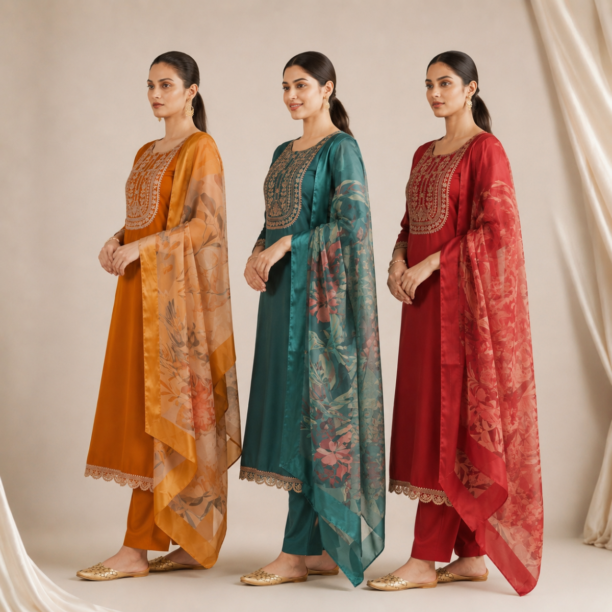 Pack Of 3 Elegant Cotton Kurta Set for Women with Dupatta (KBK-5)