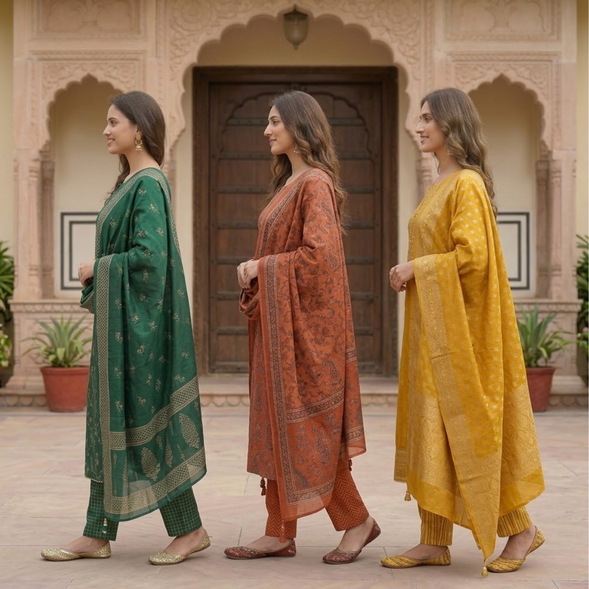 Pack of 3 Women’s Designer Kurta Sets – Ethnic Kurta Pant Dupatta Set for Women (P3K-3)
