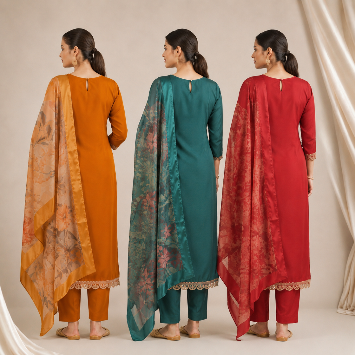 Pack Of 3 Elegant Cotton Kurta Set for Women with Dupatta (KBK-5)