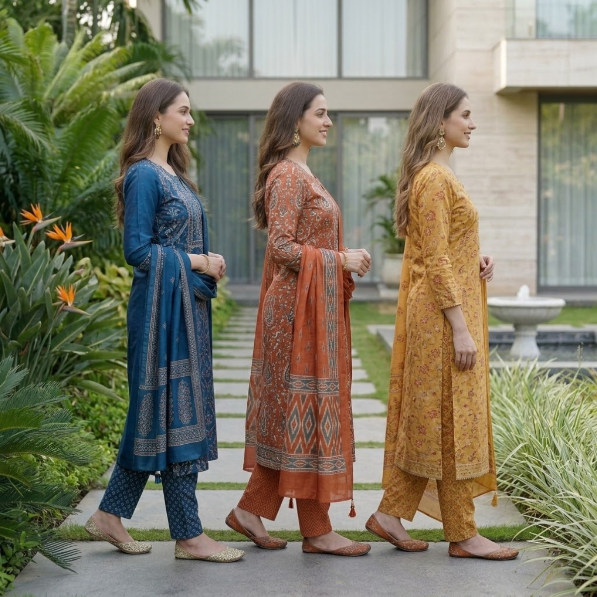 Pack of 3 Women’s Designer Kurta Sets – Ethnic Kurta Pant Dupatta Set for Women (P3K-5)