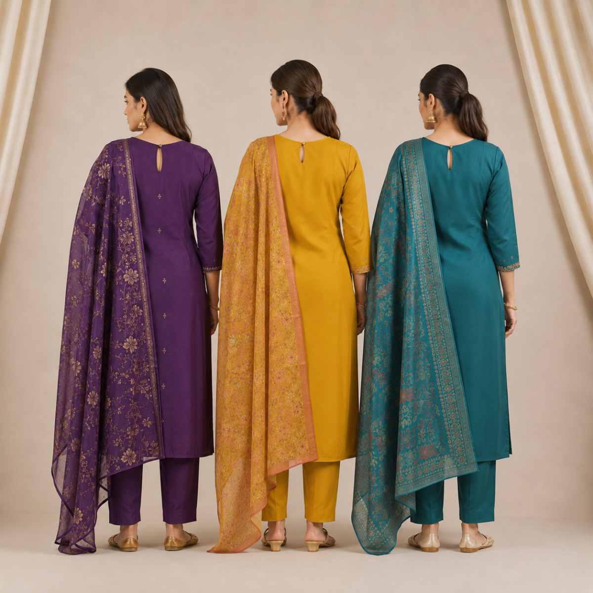 Pack Of 3 Elegant Cotton Kurta Set for Women with Dupatta (KBK-7)