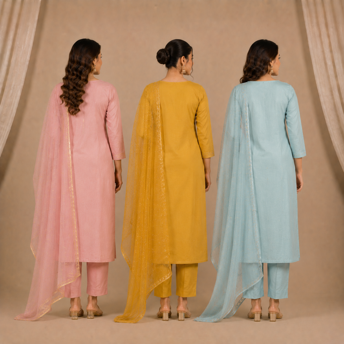 Pack Of 3 Elegant Cotton Kurta Set for Women with Dupatta (KBK-8)