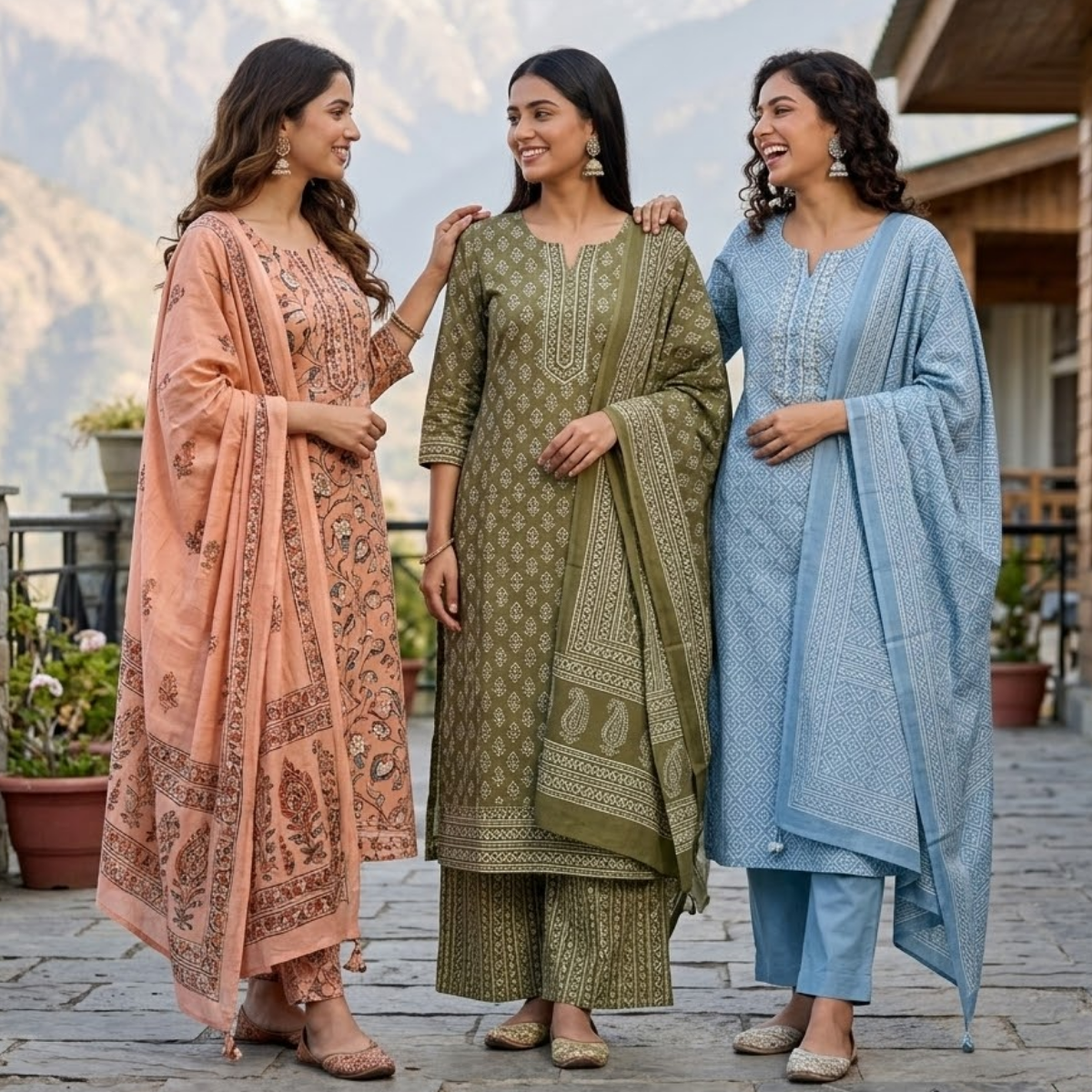 Pack of 3 Women’s Designer Kurta Sets – Ethnic Kurta Pant Dupatta Set for Women (P3K-7)