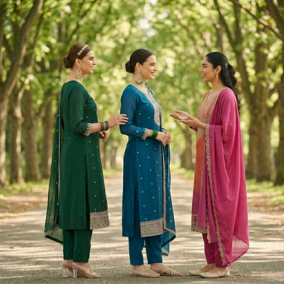 Pack of 3 Elegant Kurta Pants & Dupatta Set (E-01)