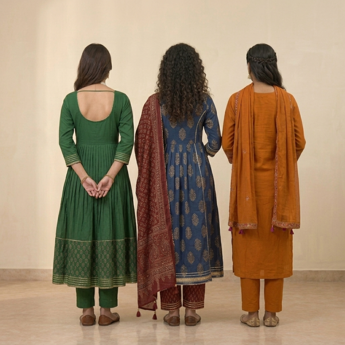 Pack Of 3 Beautiful Cotton Kurta Set with Dupatta (BCK-2)