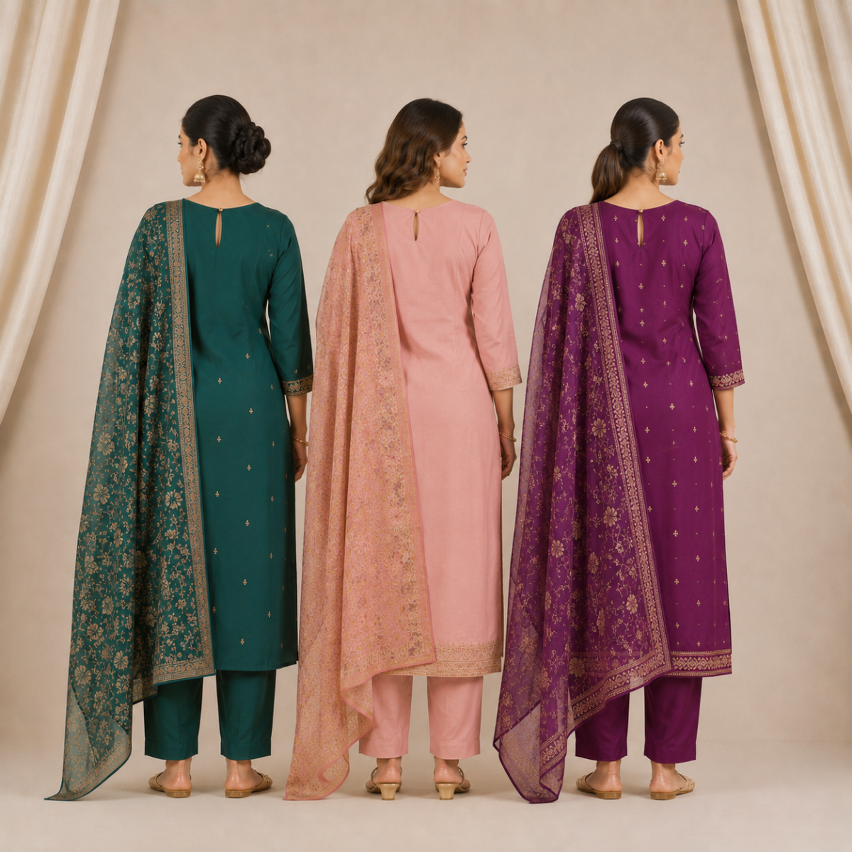 Pack Of 3 Elegant Cotton Kurta Set for Women with Dupatta (KBK-1)