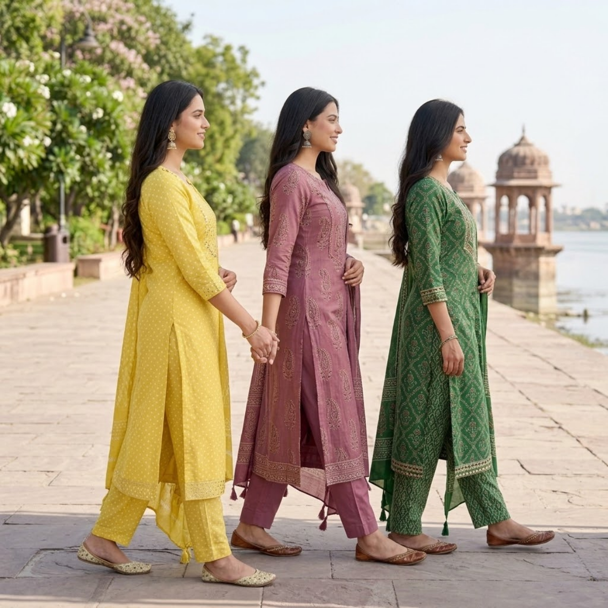 Pack of 3 Women’s Designer Kurta Sets – Ethnic Kurta Pant Dupatta Set for Women (P3K-12)