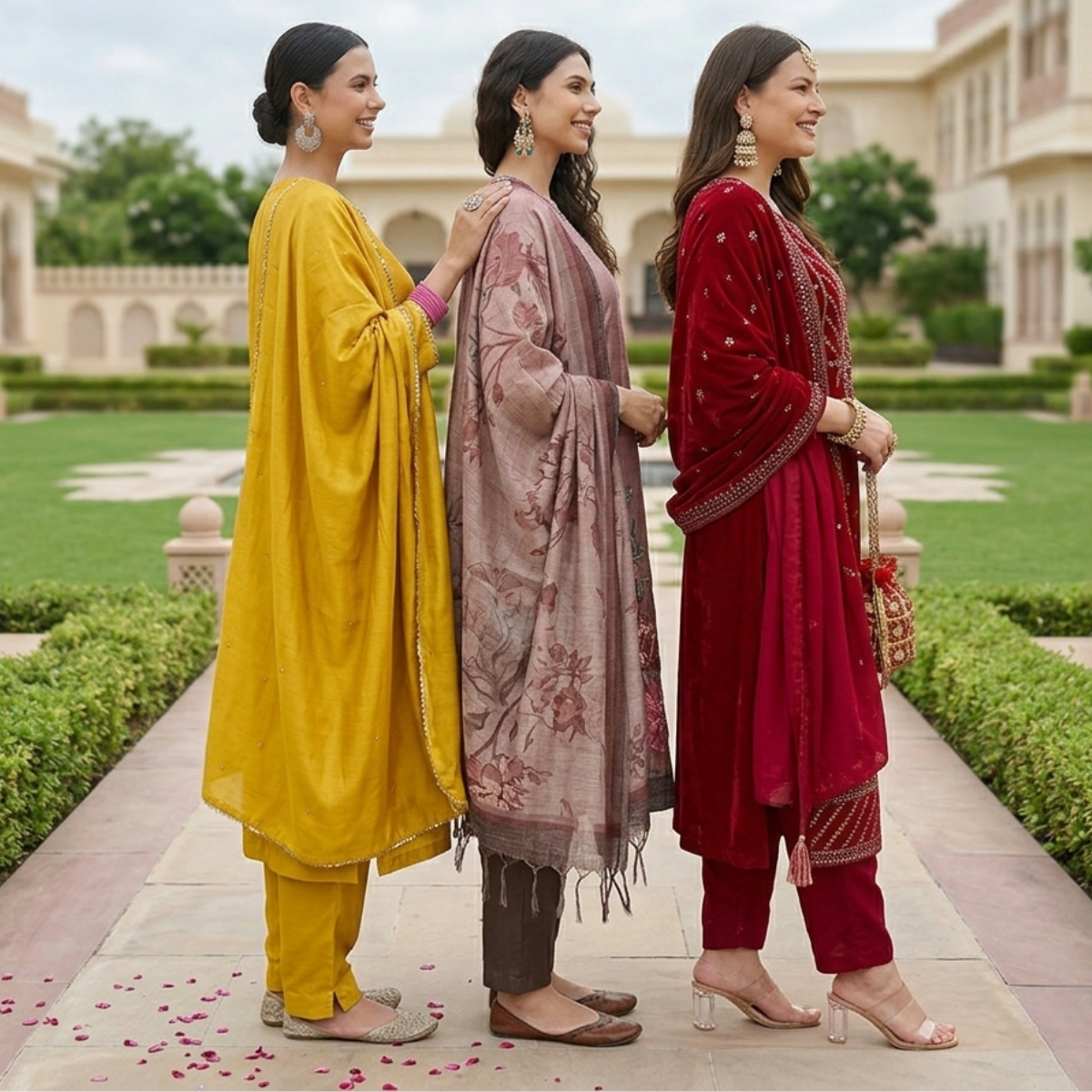 Pack of 3 Elegant Kurta Pants & Dupatta Set (E-02)