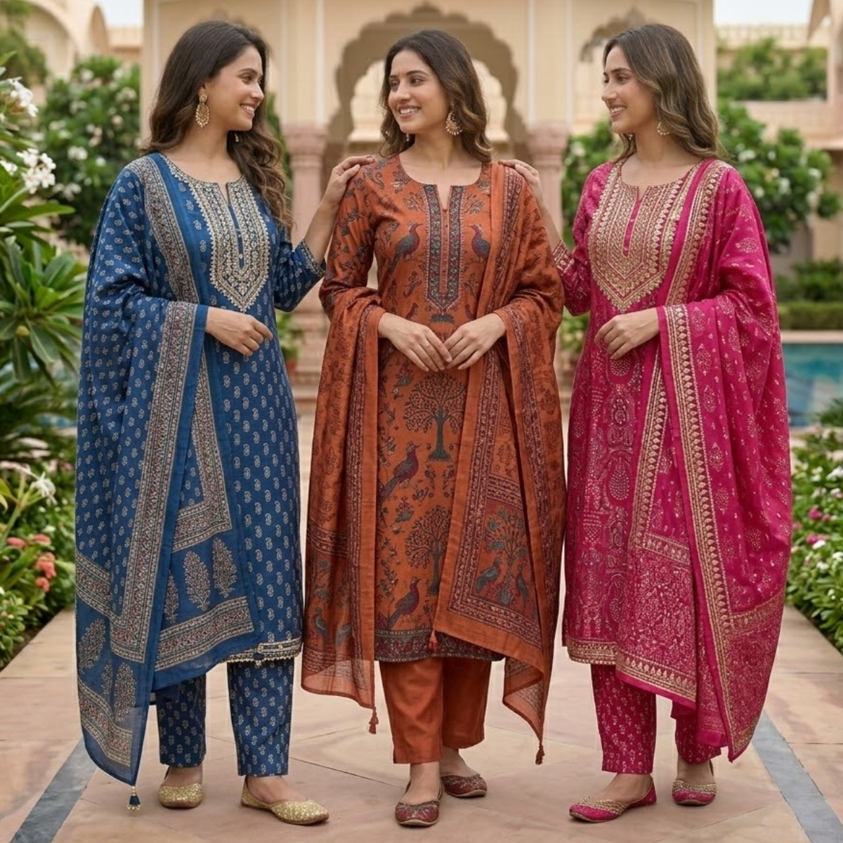 Pack of 3 Women’s Designer Kurta Sets – Ethnic Kurta Pant Dupatta Set for Women (P3K-2)