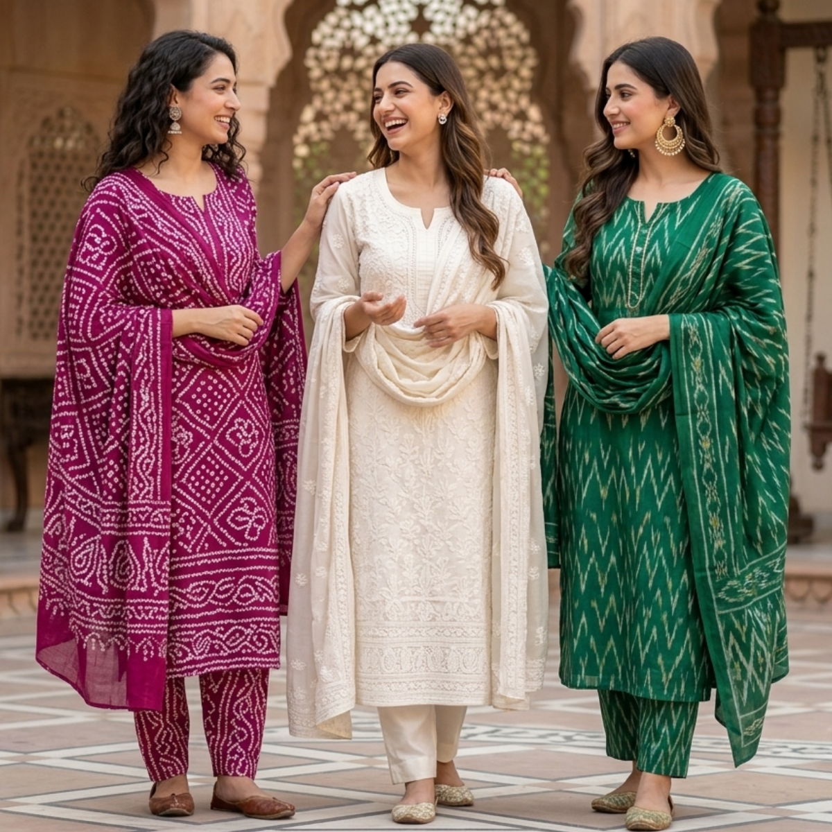 Pack of 3 Women’s Designer Kurta Sets – Ethnic Kurta Pant Dupatta Set for Women (P3K-19)