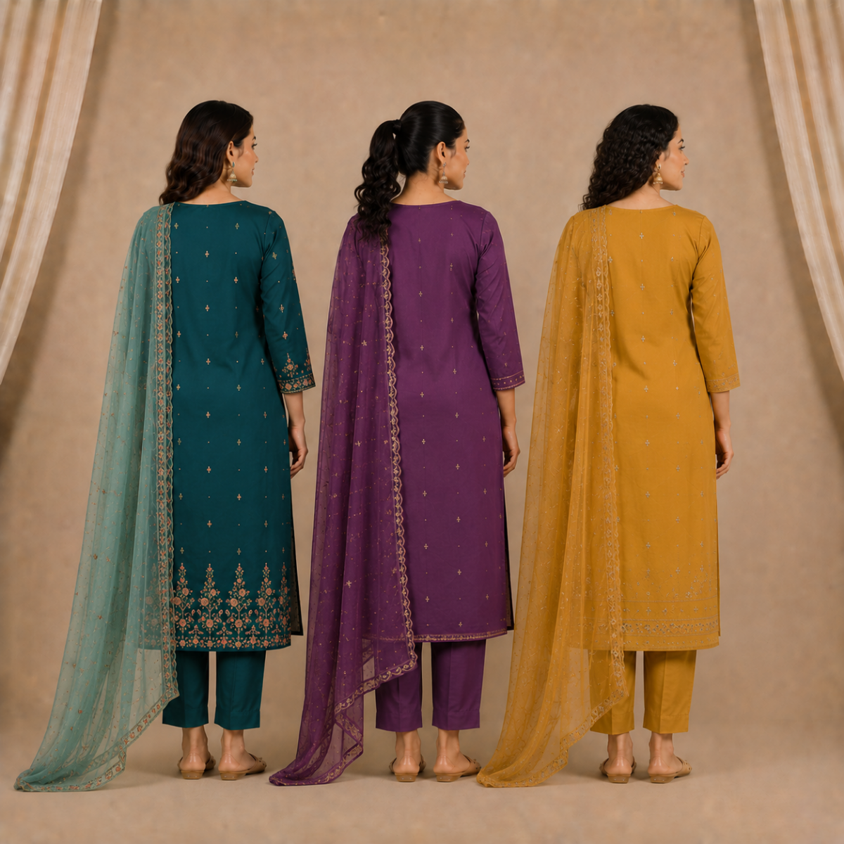 Pack Of 3 Elegant Cotton Kurta Set for Women with Dupatta (KBK-3)